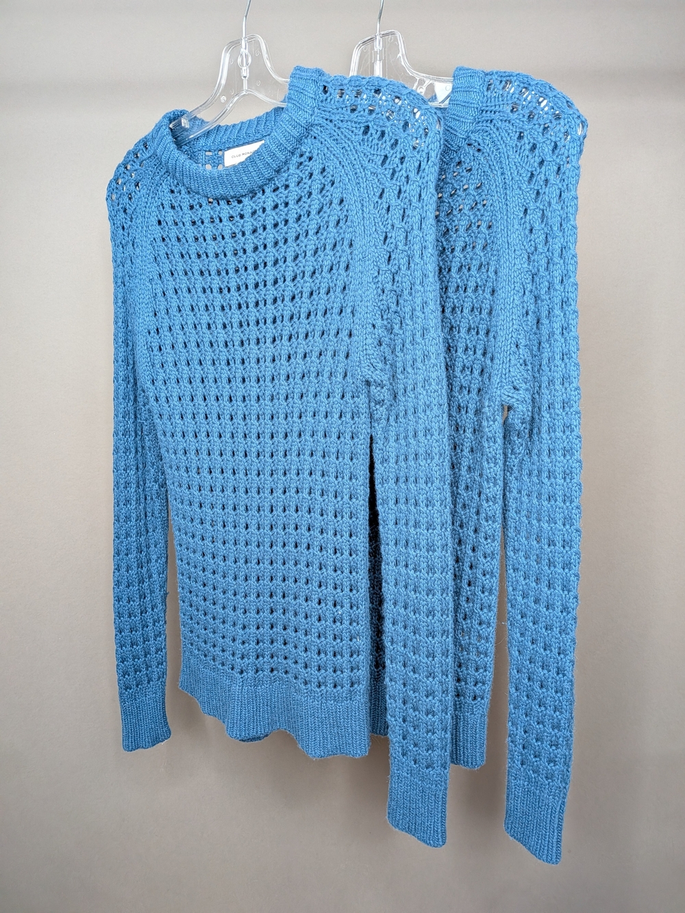 Club Monaco Blue Open-Knit Crewneck Sweater